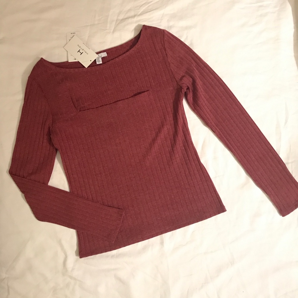 🆕 Halston Heritage Ribbed Long-Sleeve Shirt